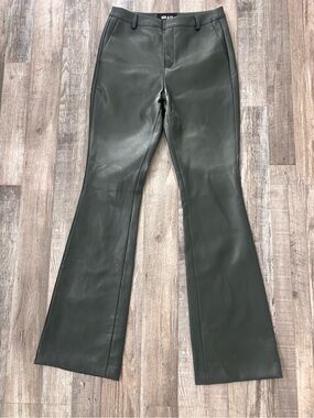 SER.O.YA Dark Green Faux Leather Flared Pants